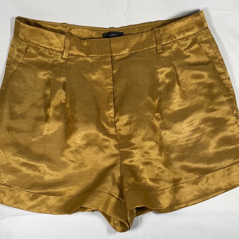 J. Crew drapey short in satin-faced linen